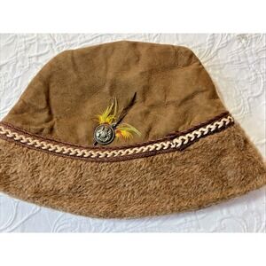 Vintage German suede hat‎ original Leather Suede Coin MED Octoberfest
